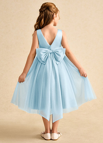 Azazie Winnie Vestidos de Niña de Flores Vestido de Azul Cielo de Tul de Princesa con Lazo image1