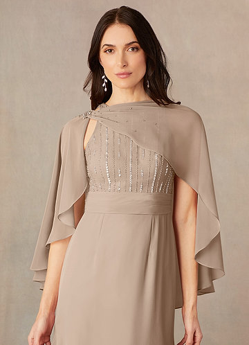 front Azazie Matching Color Chiffon Asymmetrical Wrap