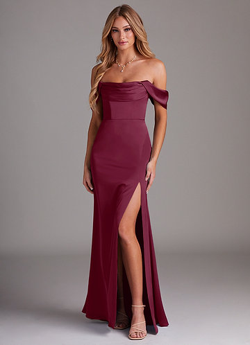 meghan and kate bridesmaid dresses Bridesmaid Dresses Burgundy A-Line V-Neck Off The Shoulder Long Stretc