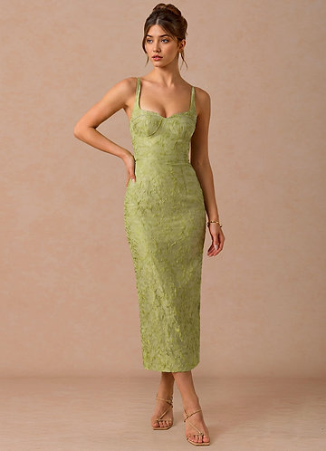 Paulina Light Chartreuse Midi Dress image1