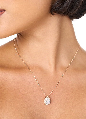 front Haloed Pear Cubic Zirconia Pendant Necklace