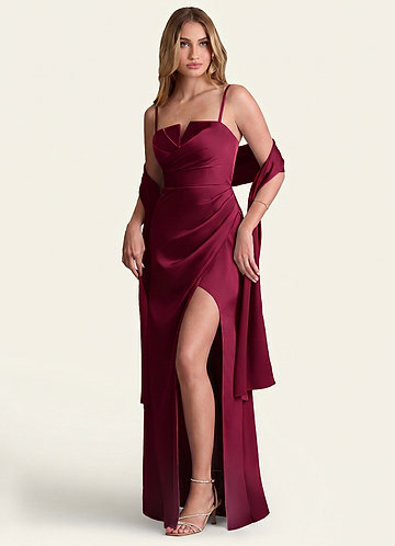 front Matching Color Stretch Satin Shawl