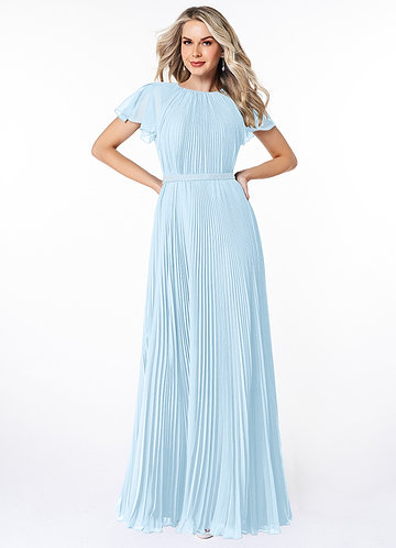 Sky Blue Modest Bridesmaid Dresses