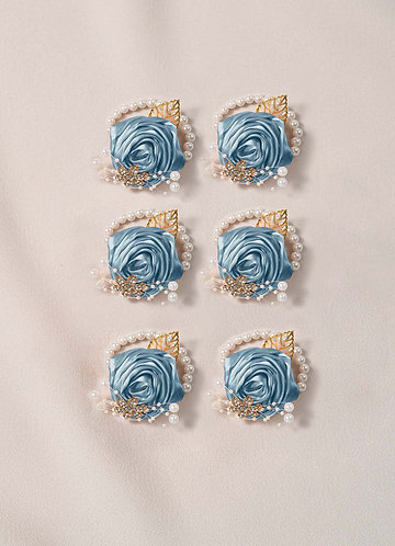 front 6PC Matching Color Bridesmaids Wrist Corsage with Pearl Bracelet