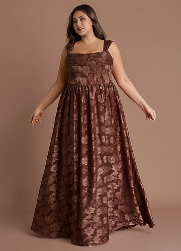 Hazel Mocha Coco Pleated Maxi Dress image1