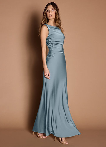 knee length dresses for ladies Beige Velvet Evening Dress S main image 1