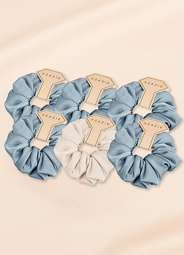 front Six-Piece Mixed Color Bridesmaid Stretch Satin Over Size Scrunchie Set