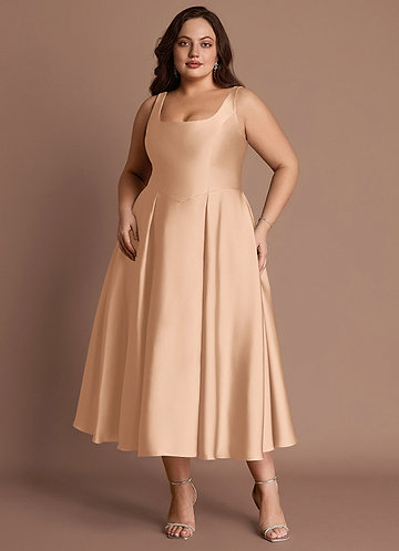 Olivia Blush Pink Pleated Midi Dress image1