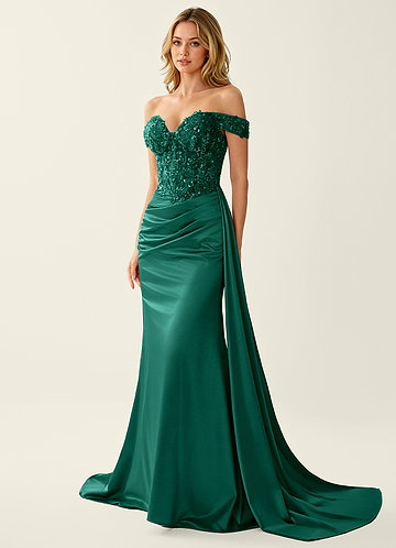 Nerine Dark Green Lace Corset Lace Up Back Mermaid Prom Dress image1