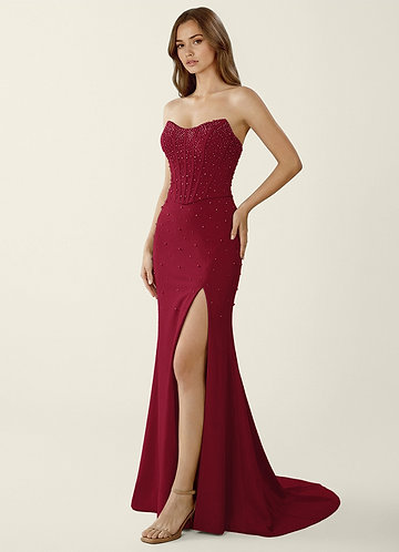 Danica Borgogna Abito da ballo a due pezzi con corsetto e allacciatura sulla schiena image1