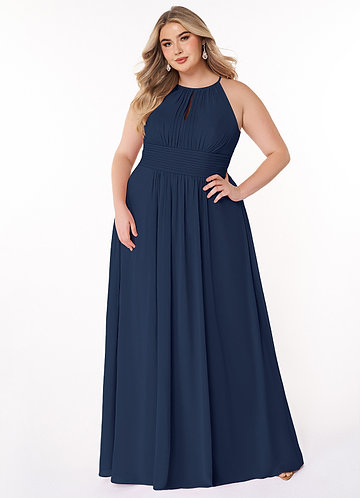 Plus size store navy bridesmaid dresses