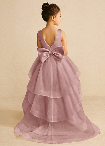 Azazie Pumpkin Flower Girl Dresses Dusty Rose A-Line Convertible Tulle Dress image1