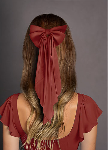 front Matching Color Chiffon Burnout Bow Hair Clip