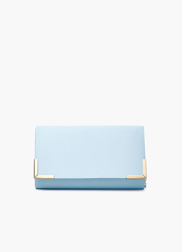 front Matching Color Matte Satin Envelope Clutch Bag