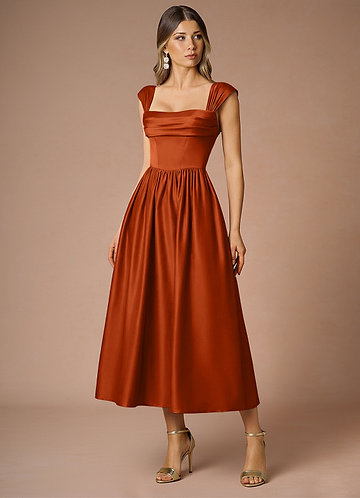 open lace back dress Burnt Orange Sleeveless Vera Midi Dress