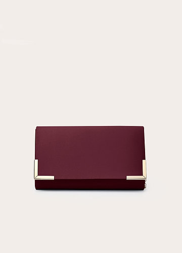 front Matching Color Matte Satin Envelope Clutch Bag