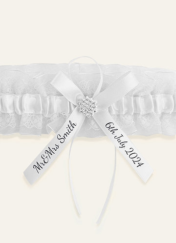 front Personalized Lace Blue Wedding Garter