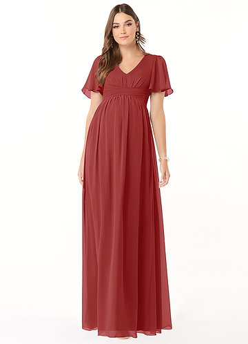 burnt orange maternity bridesmaid dress Azazie Llana
