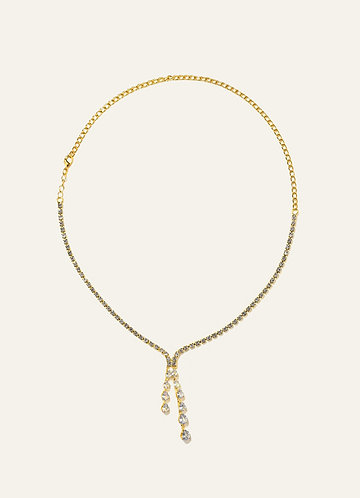 front Y Drop Tennis Necklace