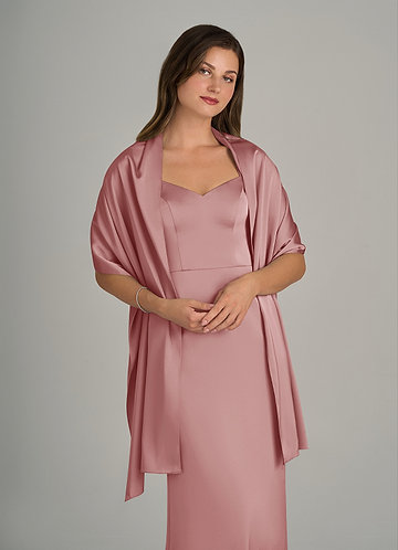 front Azazie Matching Color Ireland Stretch Satin Shawl