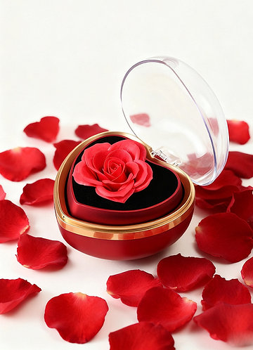 front Heart-Shaped Reversible Rose Jewelry Box