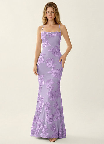 Kailani Glycine Robe de bal sirène corset à fleurs 3D et laçage au dos image1