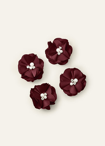 front Four-Piece Matching Color Stretch Satin Hair Clip Set