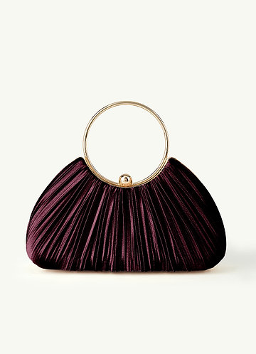 front Matching Color Metallic Satin Pleated Handbag