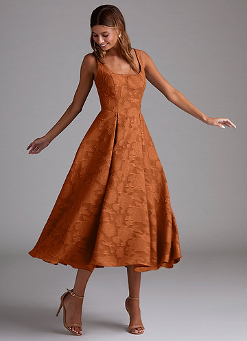 Amalie Rust A-line Midi Dress image1