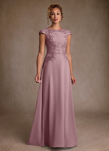 Azazie Christi Mother of the Brides Dresses Dusty Rose A-Line Lace Chiffon Dress image1