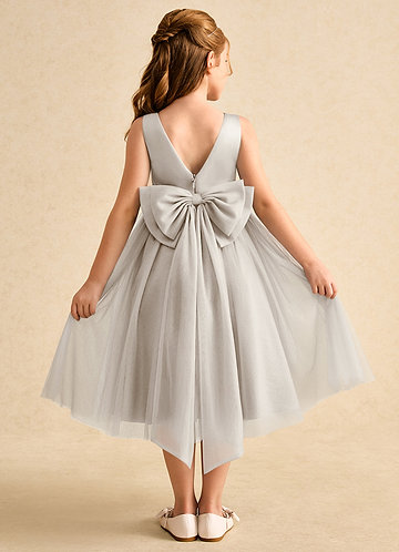 childrens grey bridesmaid dresses Wxirdiow Toddler Spring Outfits Spaghetti Strap Junior Bridesmaid Dresses Silk Satin Flower Girl Dress for Teen Girls Special Occasions Grey Size,4-6 Years