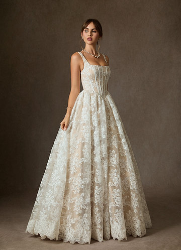 chinese dress ladies BABARONI Tulle Lace Ivory/Champagne Wedding Dresses A-line Off Shoulder  Short Sleeve With Slit Sweep Train main image 1