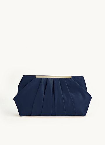 front Matching Color Matte Satin Pleated Clutch