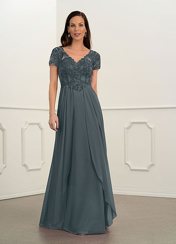 pewter mother of the bride dress