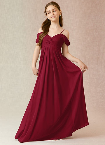 Burgundy Sleeves Junior Bridesmaid Dresses | Azazie UK