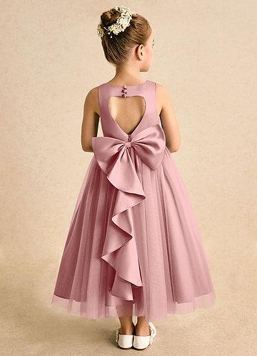 Solia Flower Girl Dresses Dusty Rose Ball-Gown Bow Tulle Dress image1