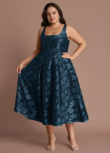 Briac Navy A-line Midi Dress image1