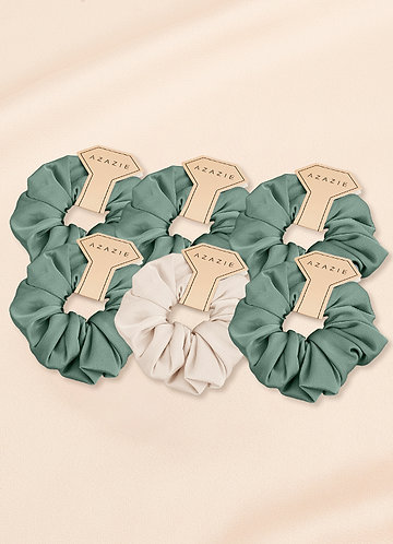 front Mixed Color Bridesmaid Stretch Satin Over Size Scrunchie Set