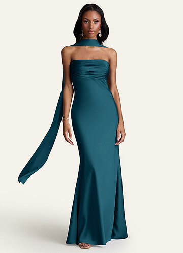 emerald blue color dress Elegant Tia Corset Hot Stone Gown in Emerald main image 1