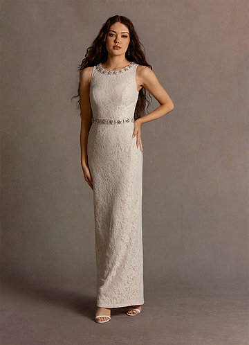 Penelope White Embellished Lace Gown image1