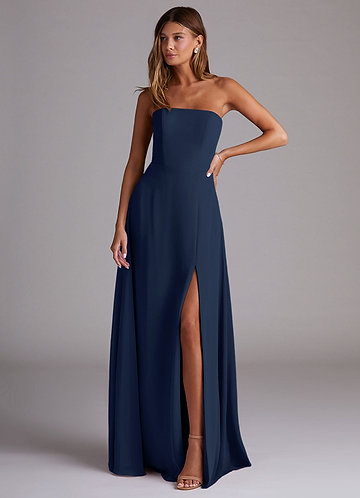 thrift store formal dresses Indigo Blue Bodycon Strapless Mini Dress main image 0