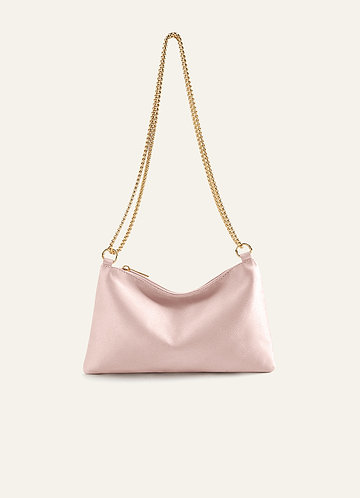 front Matching Color Metallic Satin Adjustable Shoulder Bag