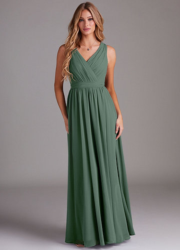 Azazie Kingsley Robes Demoiselle d'honneur Robe Trapèze en Mousseline de soie Dentelle Eucalyptus image1