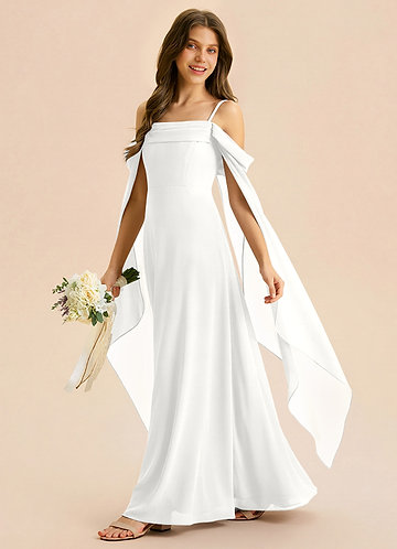white junior bridesmaid dresses Dress with Sleeves,Long Flower Girl Dress,JB00018 She has a classic v Dideyttawl Girls Formal Dress Lilac