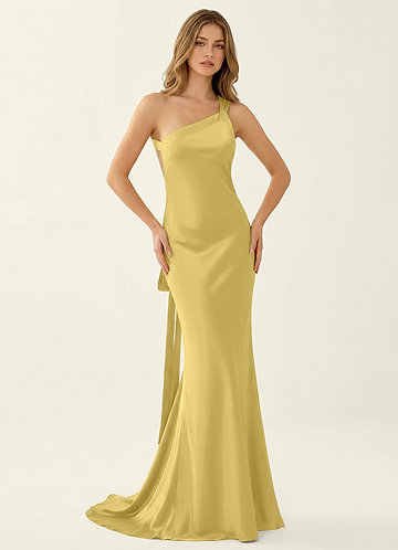 Persephone Pastellgul Balklänning i satin image1