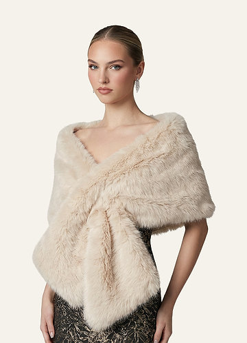 front Plush Faux Fur Wrap
