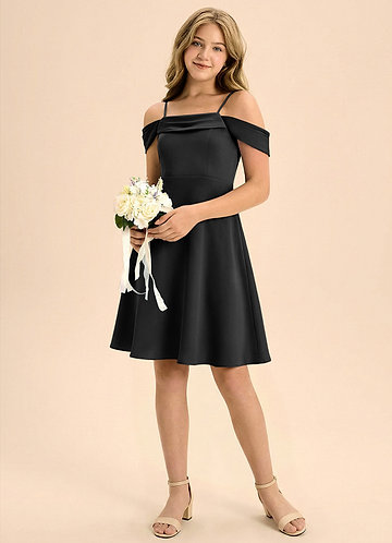 Azazie Anselie Junior Klä av A-Line i Stretch Satin Plisserad image1