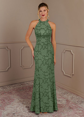 Azazie Tyra Vestidos de Madre de la Novia Vestido de Eucalipto de Devorado Floral de Sirena image1