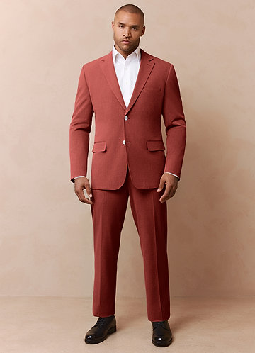 front James Terracotta Structured Stretch Suit