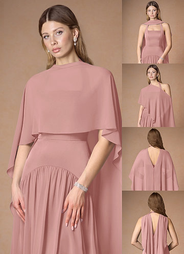 front Azazie Matching Color Chiffon Multiway Cape